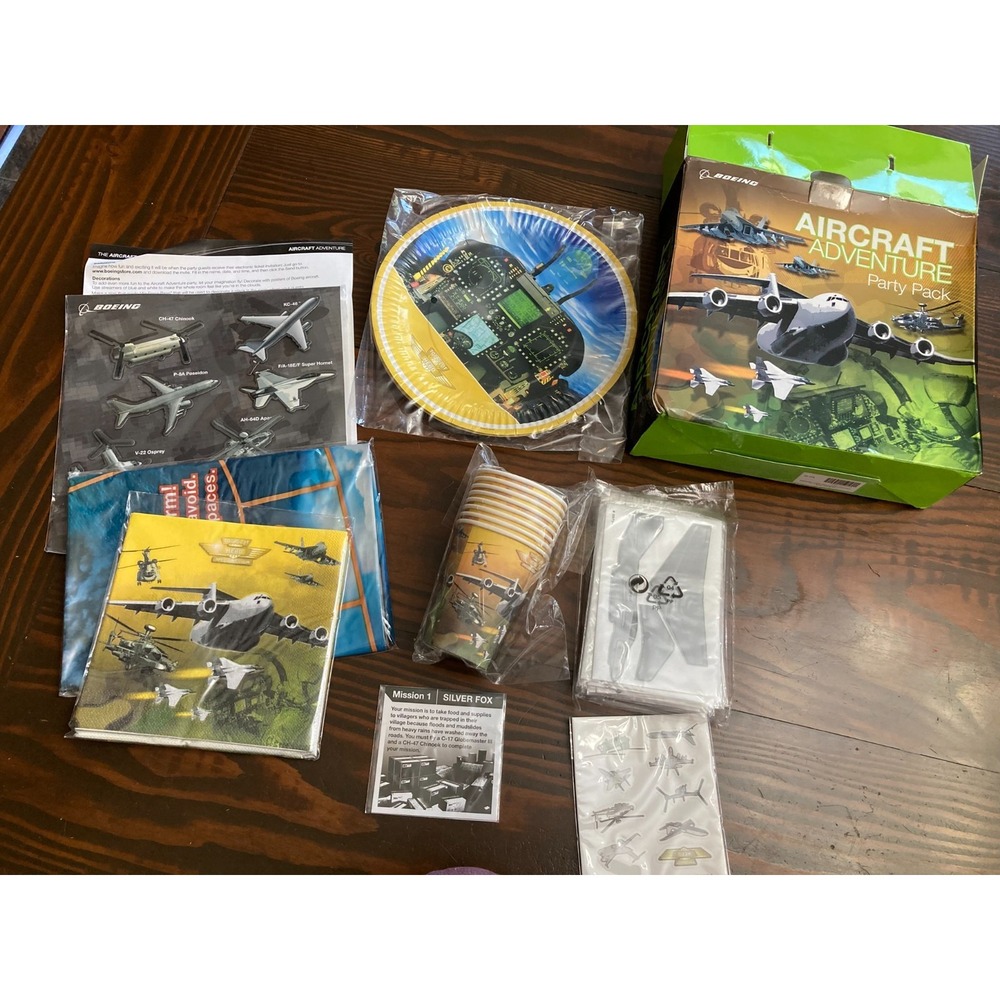2012 Boeing Aircraft Adventure Party Pack Kit - Open Dented Box - Unused